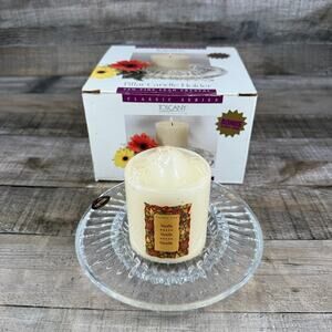 Pillar Candle Holder Fine Crystal Toscany Glass Vanilla Candle